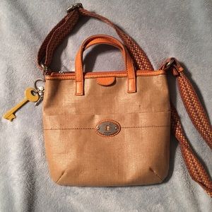 Fossil key-per burlap purse